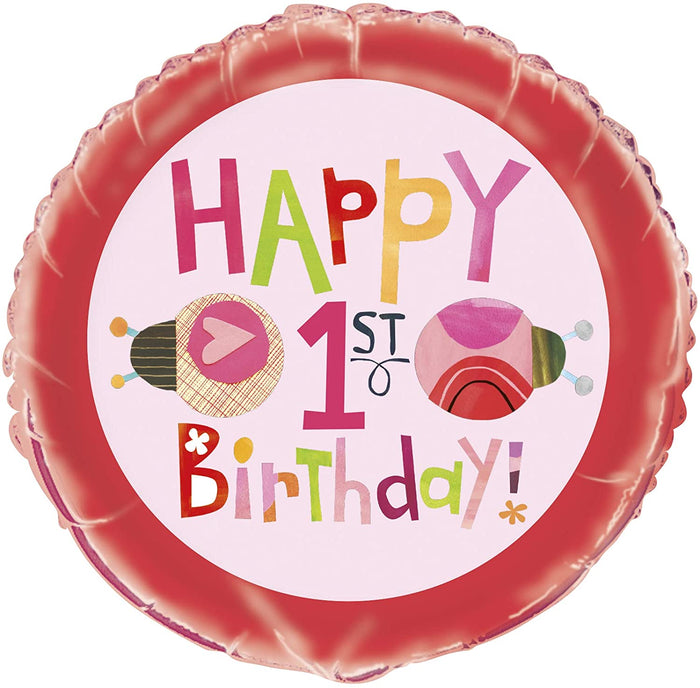 Ladybug "Happy 1st Birthday" Helium Foil Balloon - 18"