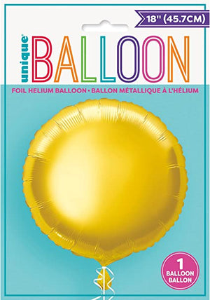 Gold Round Helium Foil Balloon - 18"