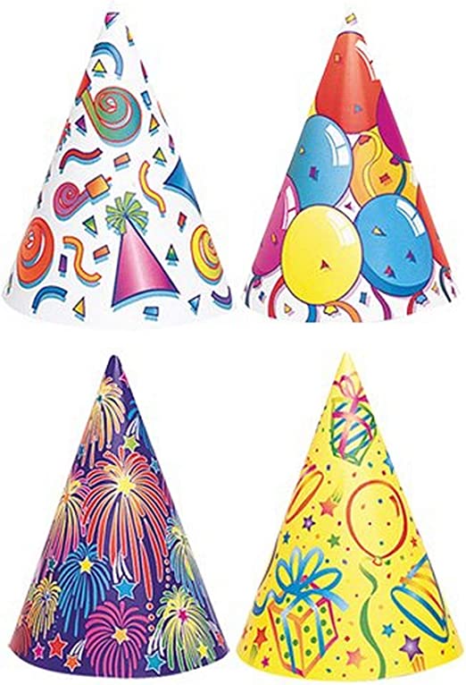 Assorted Design Party Hats - Pack of 8