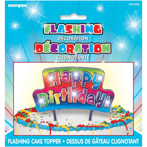 Flashing Rainbow "Happy Birthday" Cake Decorations