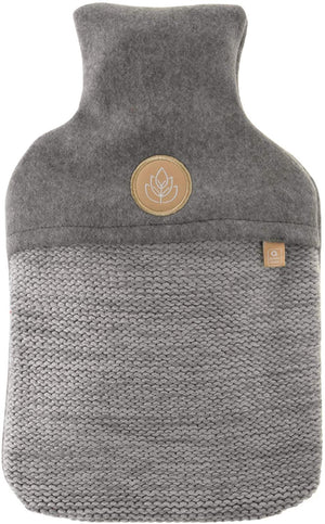Nature Range Grey Knit & Felt Fabric Hot Water Bottle - Grey
