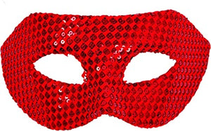 Sequin Eye Mask - Half Mask, Red (Adult)