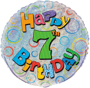 Prism "Happy 7th Birthday" Helium Foil Balloon - 18"