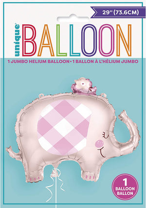Pink Floral Elephant Helium Foil Balloon - 29"