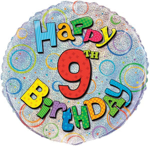 Prism "Happy 9th Birthday" Helium Foil Balloon - 18"