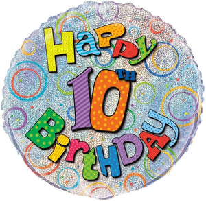 Prism "Happy 10th Birthday" Helium Foil Balloon - 18"