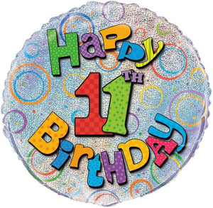 Prism "Happy 11th Birthday" Helium Foil Balloon - 18"