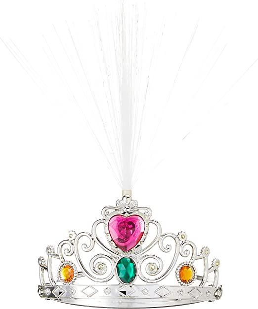 Tiara - Light Up Fibre Optic, Pink Jewels, Silver