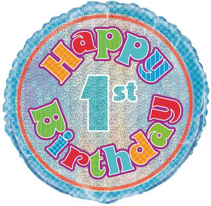 Prism "Happy 1st Birthday" Helium Foil Balloon - 18"
