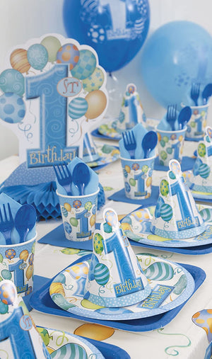 Blue Balloons "1st Birthday" Party Plates - 9 inch