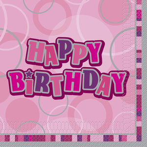 Glitz Pink "Happy Birthday" Party Napkins