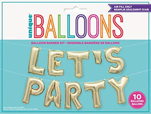 "LET'S PARTY" Gold Foil Balloon Kit - 13.5"