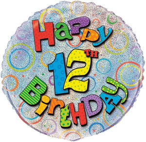 Prism "Happy 12th Birthday" Helium Foil Balloon - 18"