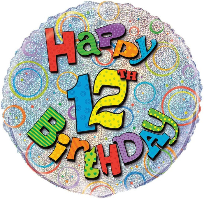 Prism "Happy 12th Birthday" Helium Foil Balloon - 18"