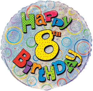 Prism "Happy 8th Birthday" Helium Foil Balloon - 18"