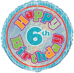 Prism "Happy 6th Birthday" Helium Foil Balloon - 18"