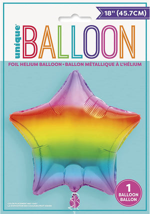 Rainbow Star Helium Foil Balloon - 18"