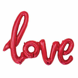"love" Red Script Foil Banner Balloon - 40"