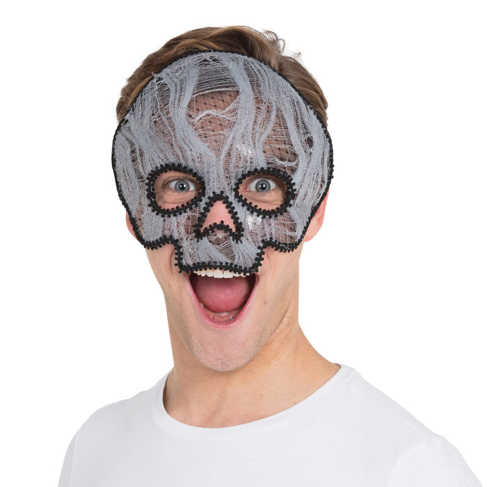 Ghostly Skull Eye Mask - Black & Grey (Adult)