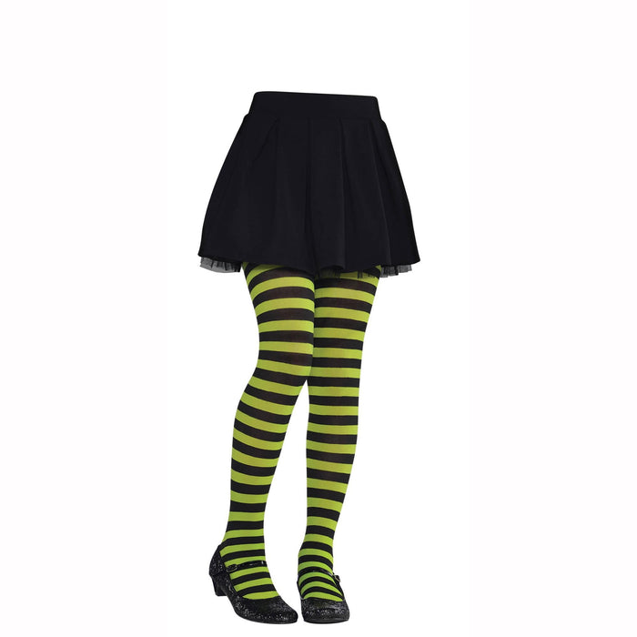Striped Tights - Green & Black (6-12yrs)
