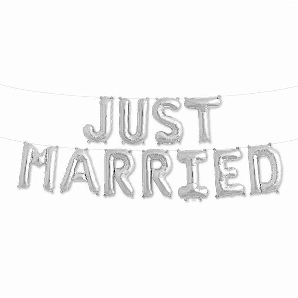 "JUST MARRIED" Silver Balloon Kit - 16"