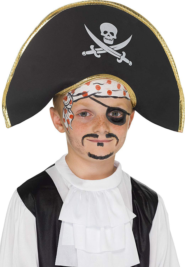 Pirate Captain's Hat, Black With Skull & Crossbones - (Child)