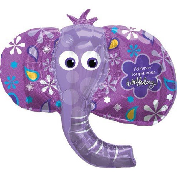 Birthday Elephant Helium Foil Balloon - 42"
