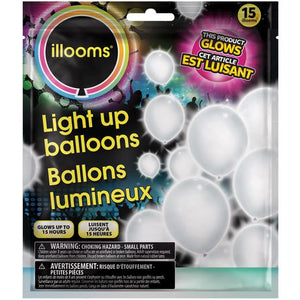 Light Up White Illoom Balloon - Pack of 15