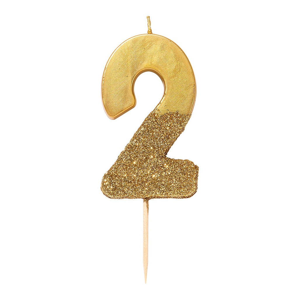 Gold Glitter Dipped Number Birthday Candles