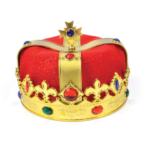 King's Crown, Red Velvet with Jewels - (Adult)
