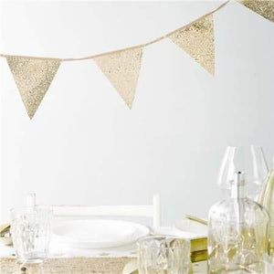 Luxe Gold Glitter Party Hanging Bunting - 10ft.