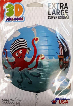 Pirate Sphere Helium Foil Balloon - 17"
