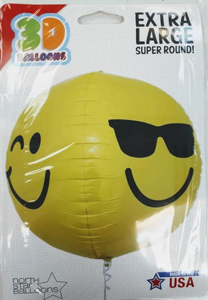 Smiley Face Shape Sphere Helium Foil Balloon - 17″