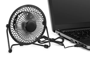 USB Metal Desk Fan - Black