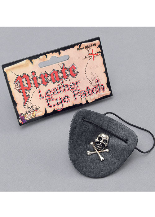 Pirate Eyepatch Leather Look - Skull Crossbones Motif (Adult)
