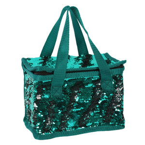 Green & Silver Reversible Sequin Cooler Bag