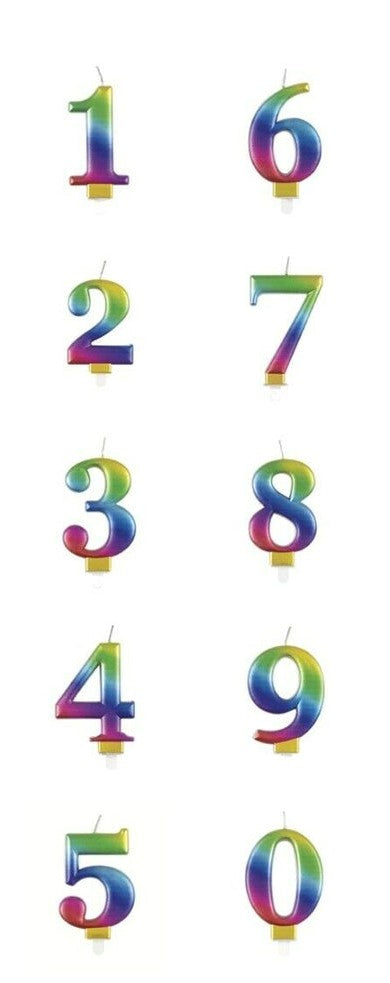 Metallic Rainbow Number Birthday Candles