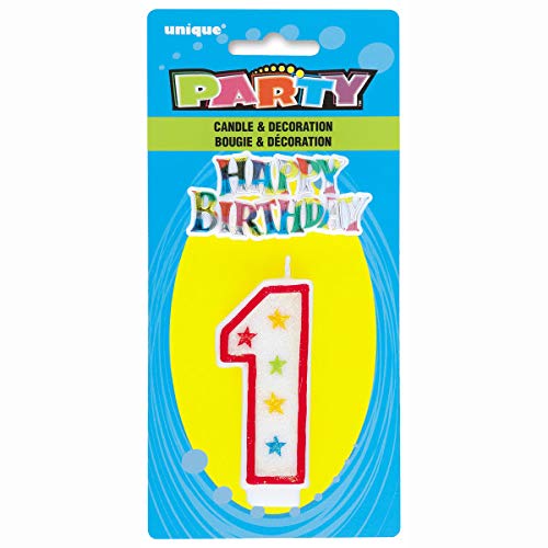 Glittery Number Candles & Happy Birthday Cake Decoration