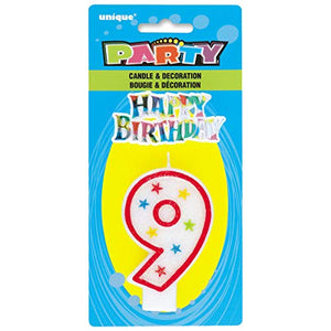 Glittery Number Candles & Happy Birthday Cake Decoration