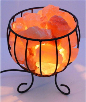 Round Basket Himalayan Rock Salt Lamp