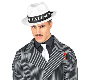 Al Capone Hat, Flock - White (Adult)