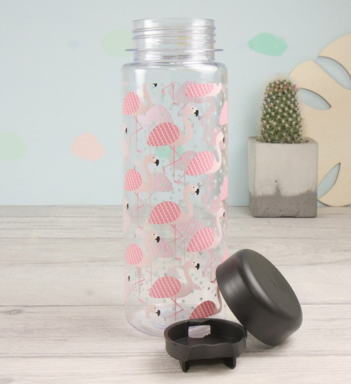 Tropical Flamingo Clear Reusable Water Bottle