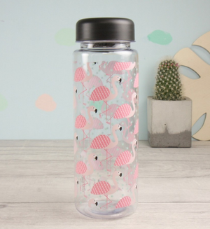 Tropical Flamingo Clear Reusable Water Bottle