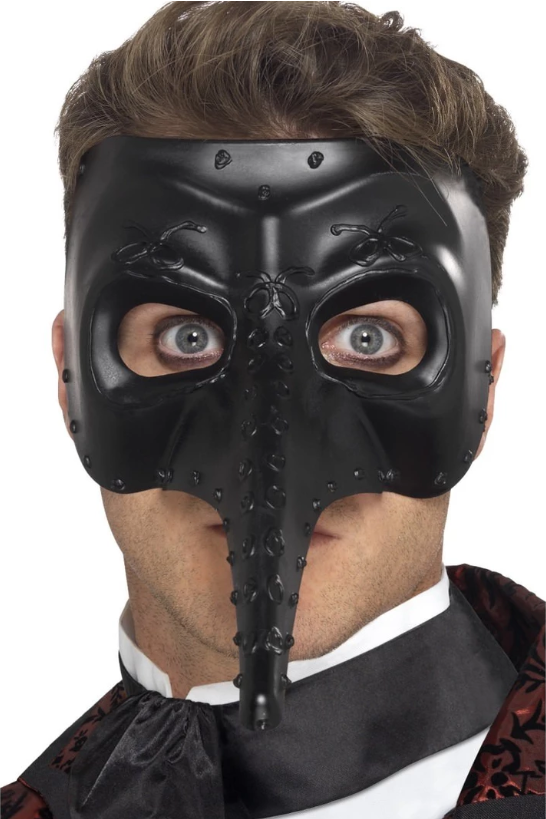 Venetian Gothic Capitano Eye Mask - Half Mask, Black (Adult)