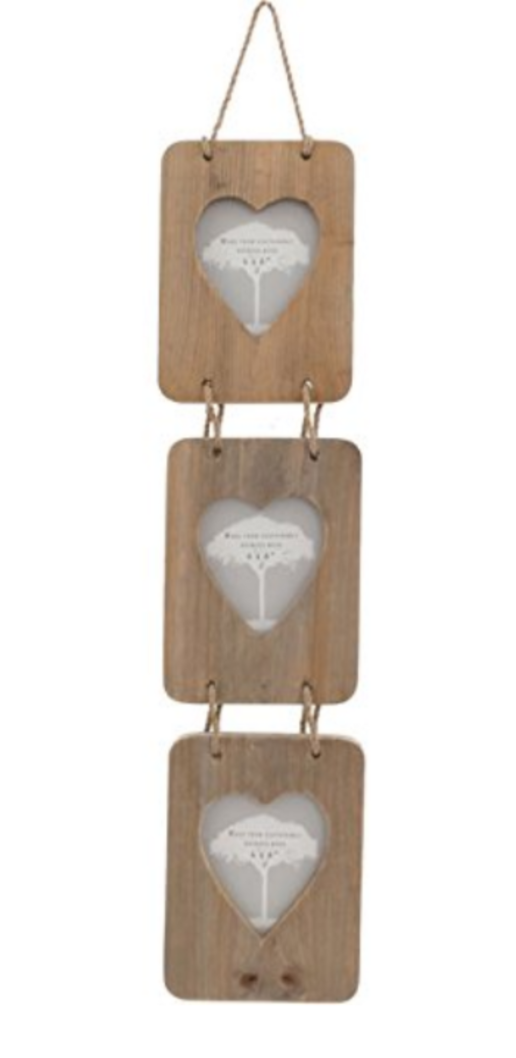 Driftwood Triple Photo Frame With Heart