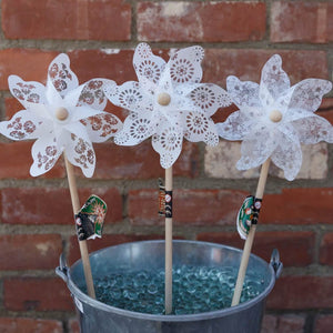 Standard White Windmills - Assorted White Lace Designs