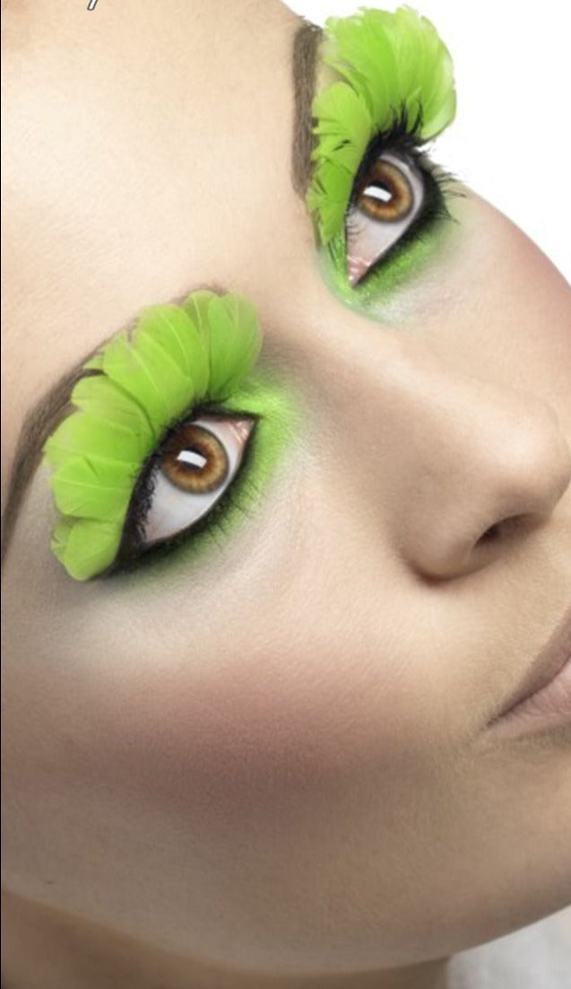 Party Eyelashes - Green Feathers