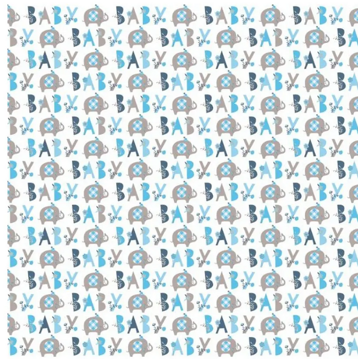 Gift Wrapping Paper - Blue Floral Elephant