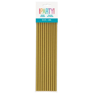 Eco-Friendly Gold Paper Straws - Pack of 10