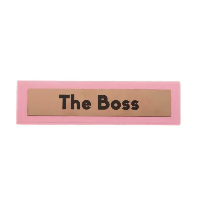 Wooden Desk Sign - "The Boss" (Pink)